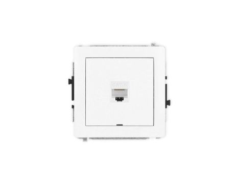 DECO Mechanizm gniazda komputerowego pojedynczego 1xRJ45, kat. 6, 8-stykowy, bez pola opisowego, biały mat 25DGKBO-3