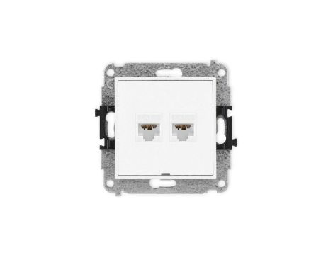MINI Mechanizm gniazda komputerowego podwójnego 2xRJ45, kat. 6A, 8-stykowy, bez pola opisowego biały mat 25MGKBO-8