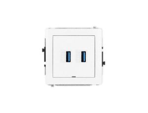 DECO Mechanizm gniazda podwójnego 2xUSB A-A 3.0, bez pola opisowego, biały mat 25DGUSBBO-6