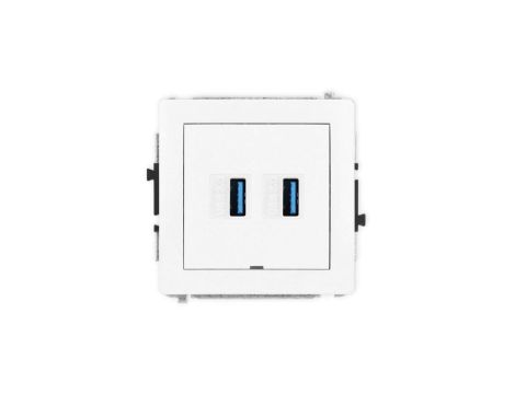 DECO Mechanizm gniazda podwójnego 2xUSB A-A 3.0, bez pola opisowego, biały mat 25DGUSBBO-6