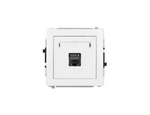 DECO Mechanizm gniazda komputerowego pojedynczego 1xRJ45, kat. 8, ekranowane, 8-stykowy, biały mat 25DGK-11