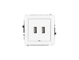 DECO Mechanizm gniazda podwójnego 2xUSB A-A 2.0, bez pola opisowego, biały mat 25DGUSBBO-2