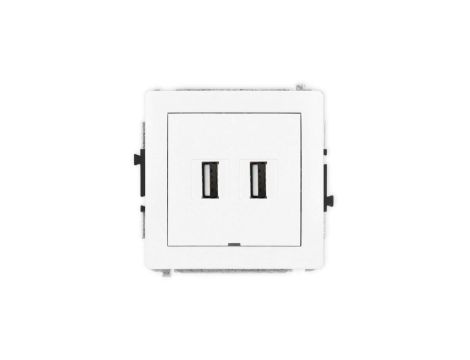 DECO Mechanizm gniazda podwójnego 2xUSB A-A 2.0, bez pola opisowego, biały mat 25DGUSBBO-2