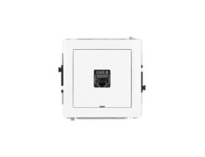 DECO Mechanizm gniazda komputerowego pojedynczego 1xRJ45, kat. 8, ekranowane, 8-stykowy, bez pola opisowego, biały mat 25DGKBO-1