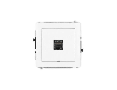 DECO Mechanizm gniazda komputerowego pojedynczego 1xRJ45, kat. 8, ekranowane, 8-stykowy, bez pola opisowego, biały mat 25DGKBO-1