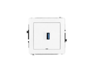 DECO Mechanizm gniazda pojedynczego USB A-A 3.0, bez pola opisowego, biały mat 25DGUSBBO-5
