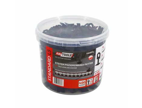 AWTOOLS SYSTEM POZIOMOWANIA PŁYTEK STANDARD 1,0mm - 7mm-15mm - KLIPS 400szt. - 2