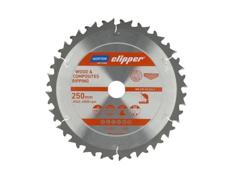 NORTON PIŁA TARCZOWA 250mm x 30mm x 24z DREWNO I KOMPOZYTY ATB Neg (3,2 / 2,2)