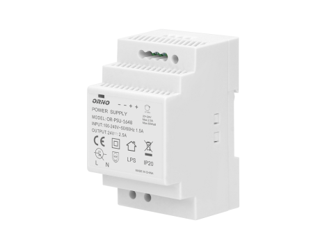 ORNO ZASILACZ NA SZYNĘ DIN 24VDC, 2.5A,60W, 3 MODUŁY