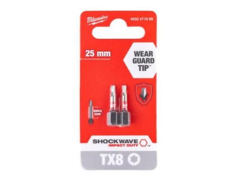 MILWAUKEE KOŃCÓWKA UDAROWA TX 8 x25mm /2szt. ShW