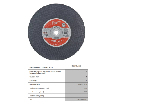 MILWAUKEE TARCZA M. 350x4,0mm x 41  CUTWSCS PRO+