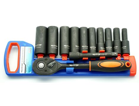 ADLER ZESTAW 1/2" GRZECHOTKA+NASADKI UDAROWE DŁUGIE 12szt.