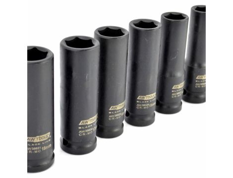 AWTOOLS ZESTAW NASADEK UDAROWYCH DŁUGICH 1/2" 13cz. 10-32mm BLACK LINE - 4