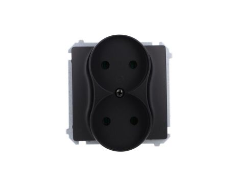 Simon Basic Gniazdo wtyczkowe podwójne bez uziemienia (moduł),16A, 250V, zaciski śrubowe czarny BMG2M.01/49
