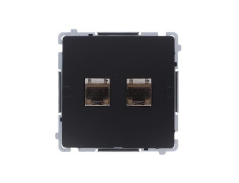 Simon Basic Gniazdo komputerowe RJ45, kat. 6, podwójne ekranowane z przesłoną przeciwkurzową (moduł). czarny BM62E.01/49