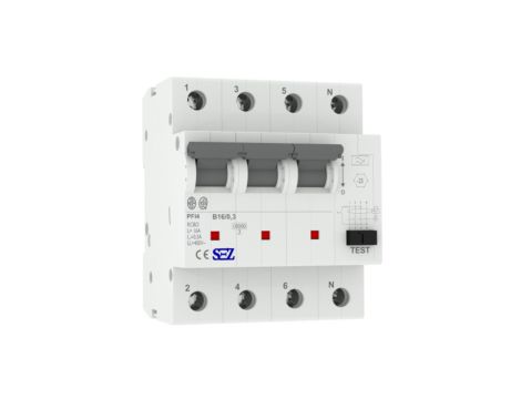 B16A 300mA 4P 10kA TYP A Wyłącznik różnicowoprąd z członem nadprąd RCBO SEZ 7153