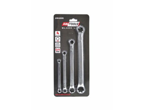 AWTOOLS  KLUCZ OCZKOWY TORX E6-E24 - 4 CZĘŚCI BLACK LINE