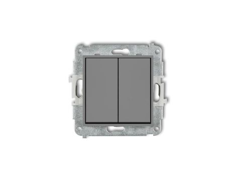 ICON Mechanizm łącznika jednobiegunowego ze schodowym (dwa klawisze bez piktogramów, osobne zasilanie) szary mat 27IWP-10.21