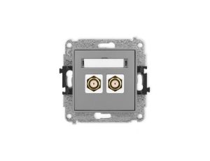 ICON Mechanizm gniazda antenowego podwójnego typu F (SAT) pozłacany szary mat 27IGF-2.1