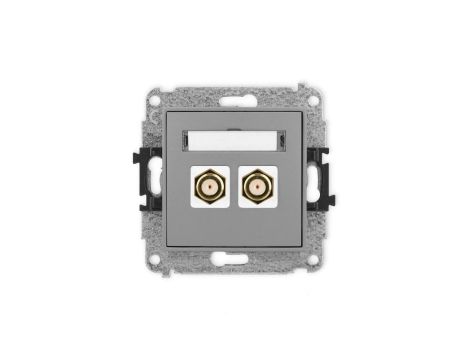 ICON Mechanizm gniazda antenowego podwójnego typu F (SAT) pozłacany szary mat 27IGF-2.1