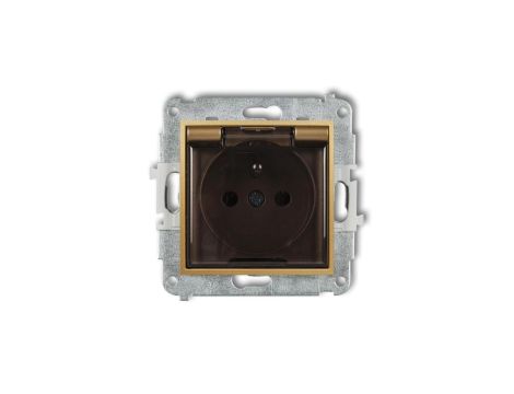 ICON Mechanizm gniazda bryzgoszczelnego z uziemieniem 2P+Z (klapka dymna, przesłony torów prądowych) złoty 29IGPB-1zdp