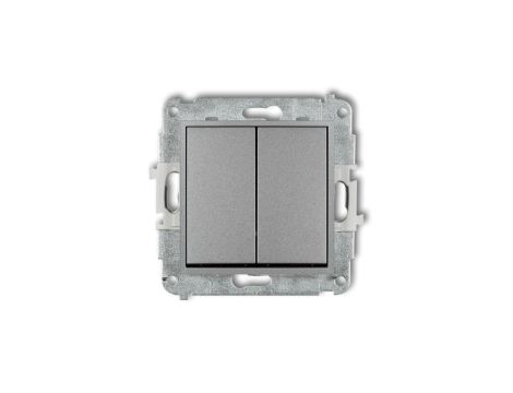 ICON Mechanizm łącznika podwójnego schodowego (dwa klawisze bez piktogramów) srebrny metalik 7IWP-33.1