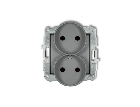 ICON Mechanizm gniazda podwójnego do ramki bez uziemienia 2x2P (przesłony torów prądowych) szary mat 27IGPR-2p