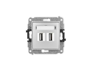 ICON Mechanizm gniazda podwójnego 2xUSB A-A 2.0 srebrny metalik 7IGUSB-2