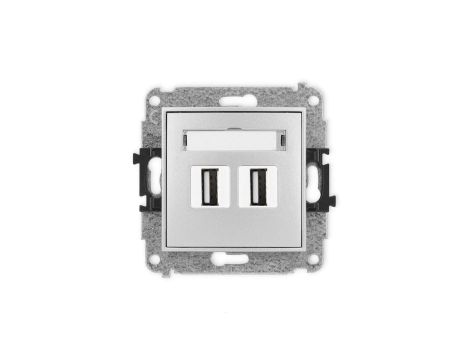 ICON Mechanizm gniazda podwójnego 2xUSB A-A 2.0 srebrny metalik 7IGUSB-2