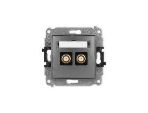 ICON Mechanizm gniazda antenowego podwójnego typu F (SAT) pozłacany grafitowy 11IGF-2.1