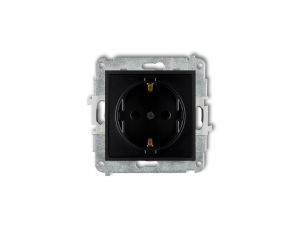 ICON Mechanizm gniazda pojedynczego z uziemieniem SCHUKO 2P+Z (przesłony torów prądowych) czarny mat 12IGP-1sp