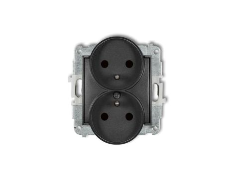 ICON Mechanizm gniazda podwójnego do ramki z uziemieniem 2x(2P+Z) (przesłony torów prądowych) grafitowy 11IGPR-2zp