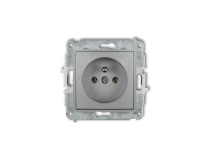 ICON Mechanizm gniazda pojedynczego z uziemieniem 2P+Z (bez przesłon torów prądowych) srebrny metalik 7IGP-1z