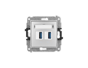 ICON Mechanizm gniazda podwójnego 2xUSB A-A 3.0 srebrny metalik 7IGUSB-6
