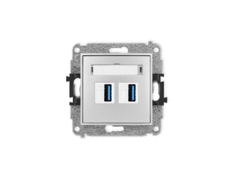 ICON Mechanizm gniazda podwójnego 2xUSB A-A 3.0 srebrny metalik 7IGUSB-6