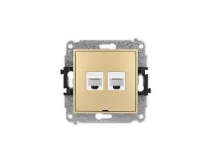 ICON Mechanizm gniazda komputerowego podwójnego 2xRJ45, kat. 6, 8-stykowy, bez pola opisowego złoty 29IGKBO-4