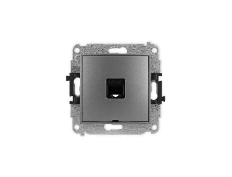 ICON Mechanizm gniazda komputerowego pojedynczego 1xRJ45, kat. 5e, 8-stykowy, bez pola opisowego grafitowy 11IGKBO-1