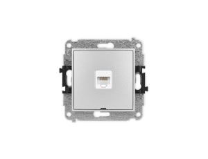 ICON Mechanizm gniazda komputerowego pojedynczego 1xRJ45, kat. 5e, 8-stykowy, bez pola opisowego srebrny metalik 7IGKBO-1