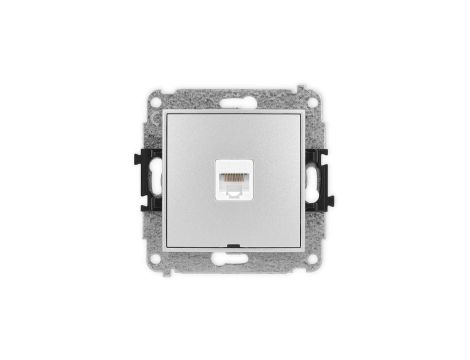 ICON Mechanizm gniazda komputerowego pojedynczego 1xRJ45, kat. 5e, 8-stykowy, bez pola opisowego srebrny metalik 7IGKBO-1