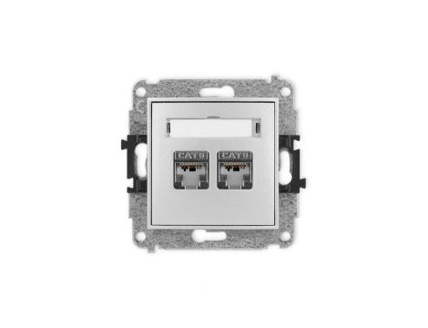 ICON Mechanizm gniazda komputerowego podwójnego 2xRJ45, kat. 6, ekranowane, 8-stykowy srebrny metalik 7IGK-6