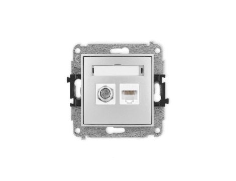 ICON Mechanizm gniazda antenowego poj. typu F (SAT) + gniazda komp. poj. 1xRJ45, kat. 5e, 8-stykowy srebrny metalik 7IGFK-1