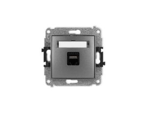 ICON Mechanizm gniazda komputerowego pojedynczego 1xRJ45, kat. 6A, 8-stykowy grafitowy 11IGK-7