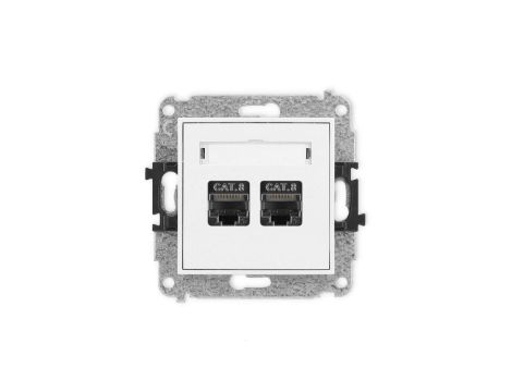 ICON Mechanizm gniazda komputerowego podwójnego 2xRJ45, kat. 8, ekranowane, 8-stykowy biały mat 25IGK-12