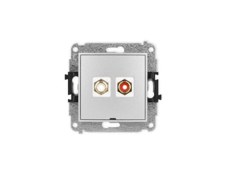 ICON Mechanizm gniazda podwójnego RCA, bez pola opisowego (typu cinch - biały i czerwony, pozłacany) srebrny metalik 7IGRCABO-2