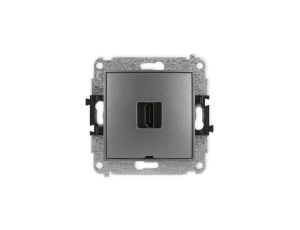 ICON Mechanizm gniazda pojedynczego HDMI 2.0, bez pola opisowego grafitowy 11IHDMIBO-3