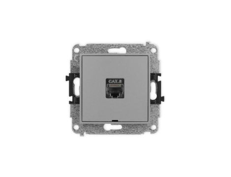 ICON Mechanizm gniazda komputerowego pojedynczego 1xRJ45, kat. 8, ekranowane, 8-stykowy, bez pola opisowego szary mat 27IGKBO-11