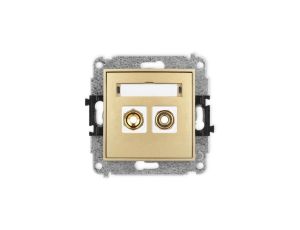 ICON Mechanizm gniazda głośnikowego pojedynczego (typu banan - czerwony i czarny, pozłacany, 4 mm2, skręcany) złoty 29IGG-4