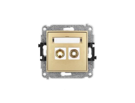 ICON Mechanizm gniazda głośnikowego pojedynczego (typu banan - czerwony i czarny, pozłacany, 4 mm2, skręcany) złoty 29IGG-4