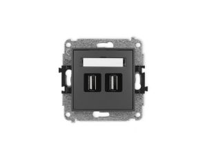 ICON Mechanizm gniazda podwójnego 2xUSB A-A 2.0 grafitowy mat 28IGUSB-2