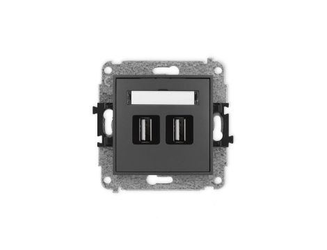 ICON Mechanizm gniazda podwójnego 2xUSB A-A 2.0 grafitowy mat 28IGUSB-2